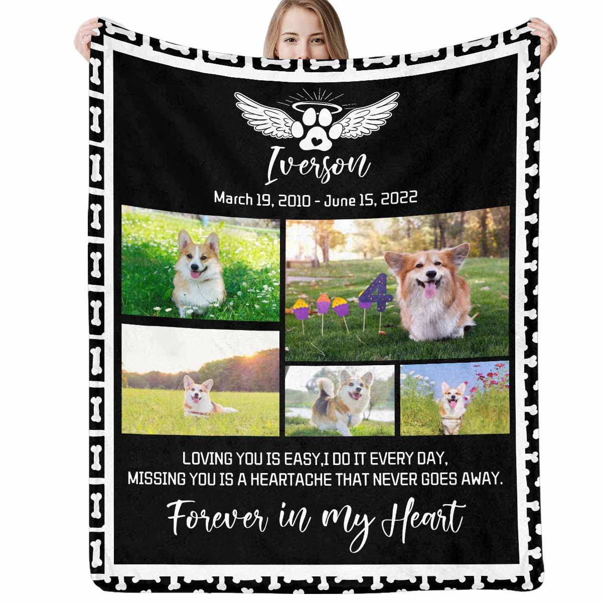 Custom Blanket with Pet Picture & Name, Personalized Photo Funny Cat Dog Face Throw Blanket, Printed Soft Warm Plush Fleece Customized Blanket for Couch Bed Sofa, Gifts for Dog Dad Mom Pet Lovers
