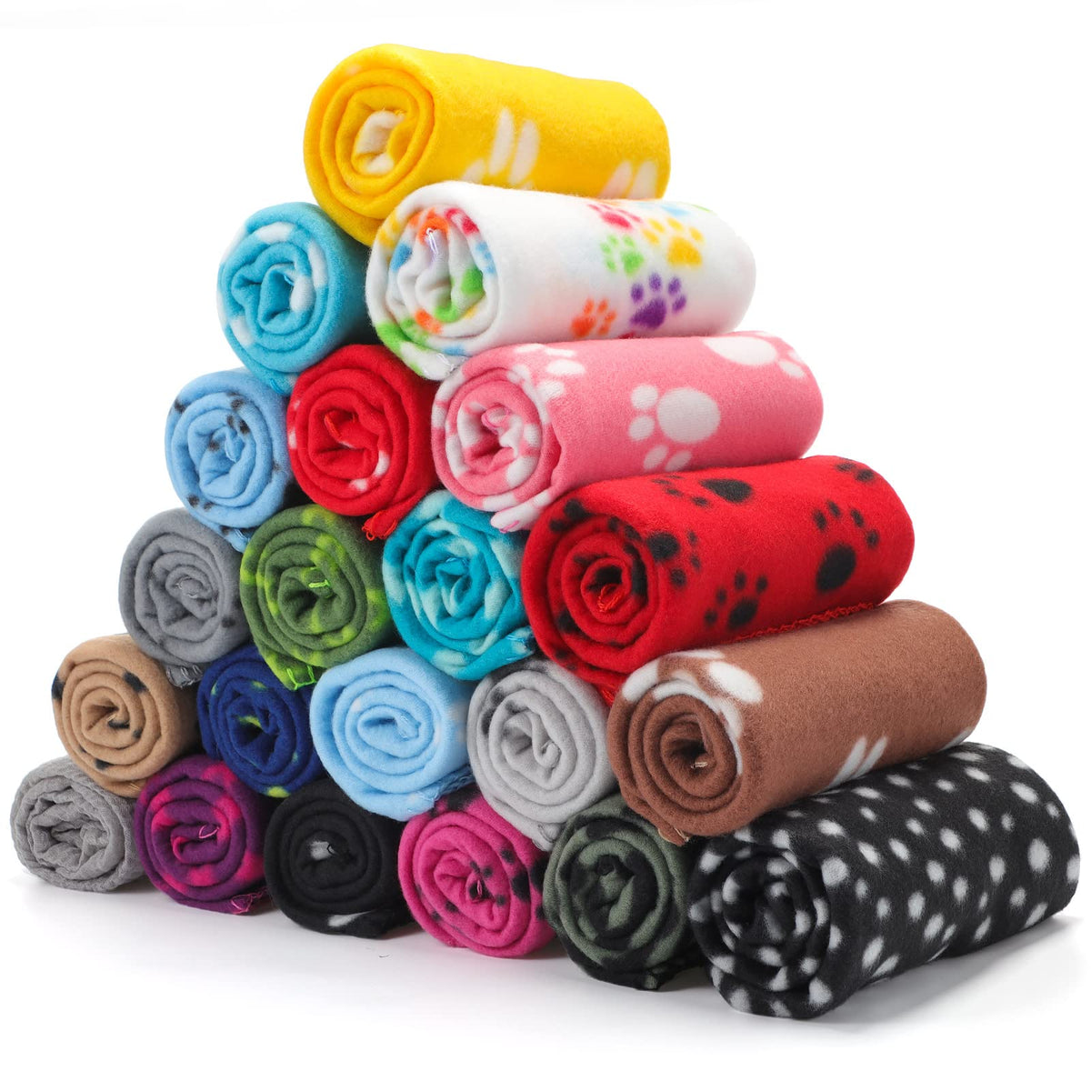 Eccliy 20 Pcs Puppy Blanket Fleece Pet Dog Throw, Paw, 28 x 24 Inch