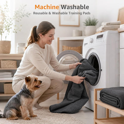LOOBANI 2 Packs Extra Large Reusable Dog Mat for Floor, Non-Slip Washable Pee Pads for Dogs, Fast Absorbent Pet Whelping Pads, Puppy Playpen Mat for Incontinence, Housebreak, Crate, 36"x48", Gray