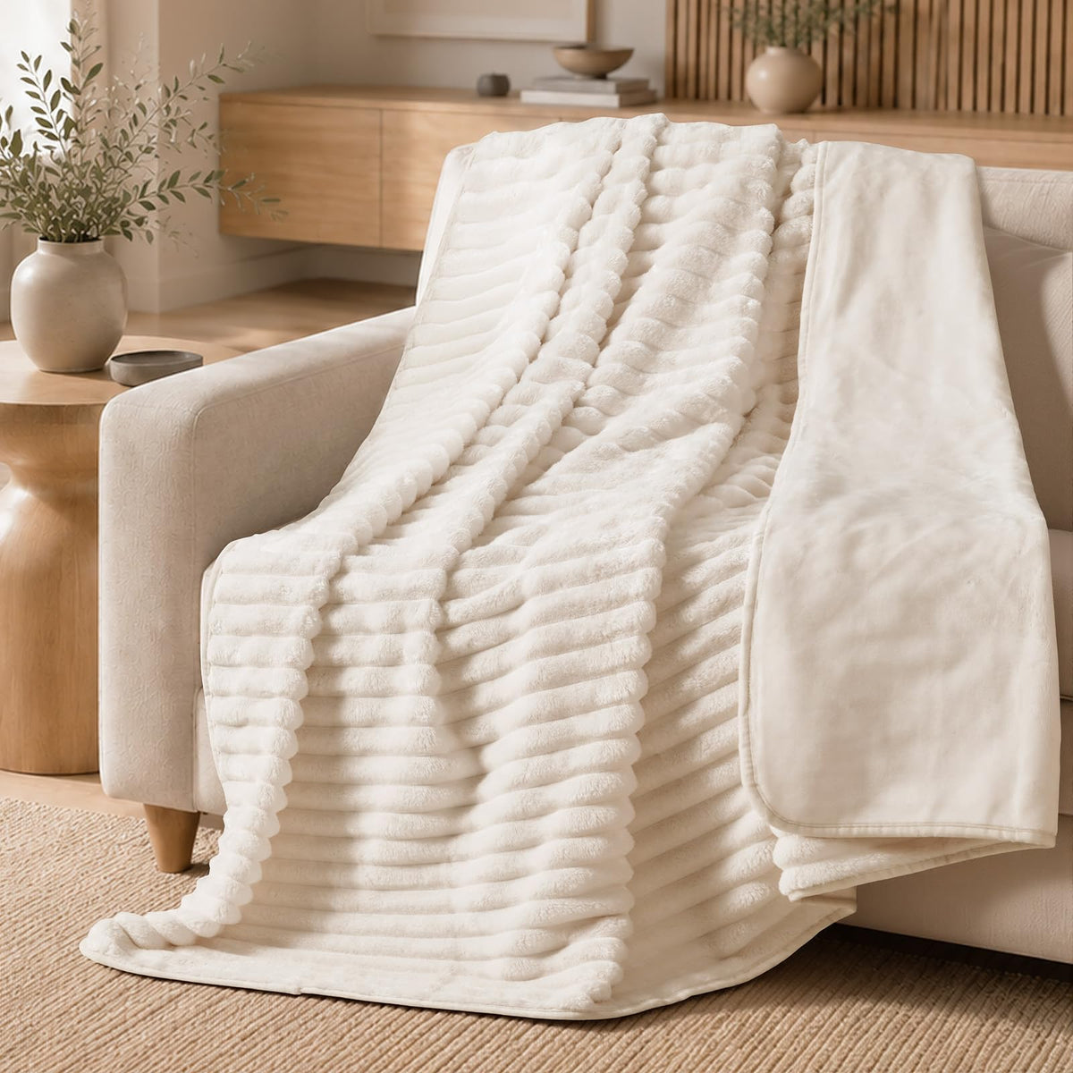 LOOBANI Waterproof Dog Blanket for Small Dogs, Pet Blanket, 25"x30", Cream