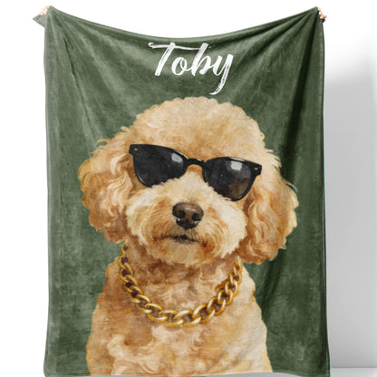 Custom Blanket with Pet Picture & Name, Personalized Photo Funny Cat Dog Face Throw Blanket, Printed Soft Warm Plush Fleece Customized Blanket for Couch Bed Sofa, Gifts for Dog Dad Mom Pet Lovers