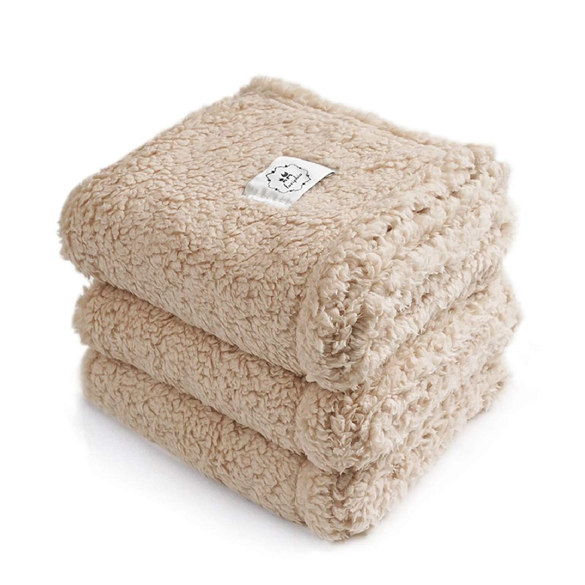 1 Pack 3 Calming Blankets Fluffy Premium Fleece Pet Blanket Soft Sherpa Throw for Dog Puppy Cat Beige Large (41" x31'')