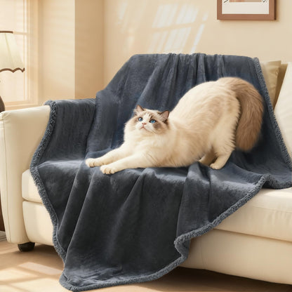 Luciphia Waterproof Bed Blanket Washable,Soft Sherpa Fleece Puppy Reversible Throw Blankets for Small Dog Cat, Furniture Cover Protector Couch Bed from Liquid Pee and Pet Fur, Black, 40" x 28"