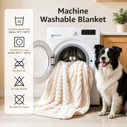 LOOBANI Waterproof Dog Blanket for Small Dogs, Pet Blanket, 25"x30", Cream