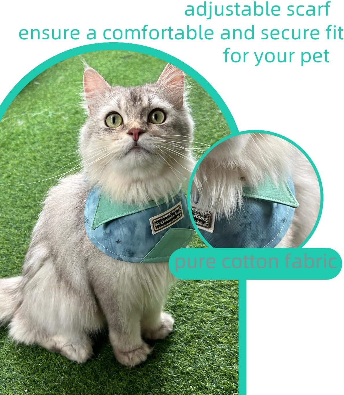Adorable Adjustable cat bib and Dog Bandana - Cute Gingham Print Drool bib for Pets, Stylish Accessories to Keep Fur Clean (Green, M)