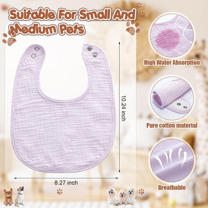 Shinylin 10 Pcs Muslin Cotton Square Dog Bandanas Reversible Pet Bibs Scarf Dog Scarves with Two Snaps Apparel Accessories Kerchief for Small to Medium Puppy Cat (Bright Color)