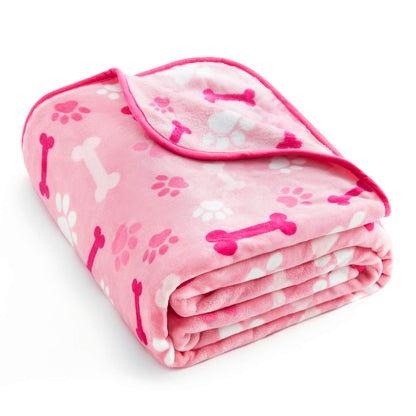 Allisandro 350 GSM-Super Soft and Premium Fuzzy Flannel Fleece Pet Dog Blanket, The Cute Print Design Washable Fluffy Blanket for Puppy Cat Kitten Indoor Outdoor, Grey, 40 x 32 Inches