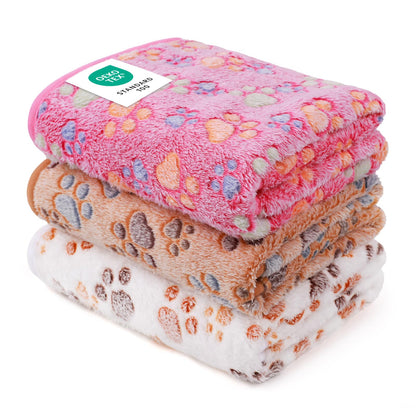 Luciphia 1 Pack 3 Blankets Fluffy Premium Fleece Pet Blanket Flannel Paw Printed Throw for Dog Cat(Small 23x16'', Grey)