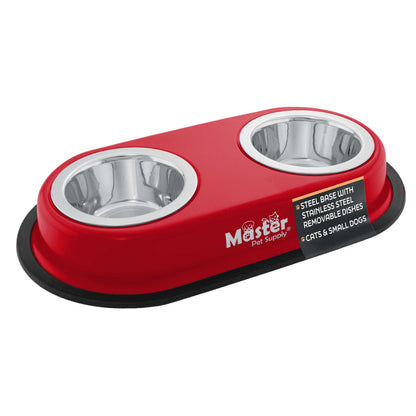 Master Pet Supply Double Dog Bowls Set with Elevated Base Black Velvet