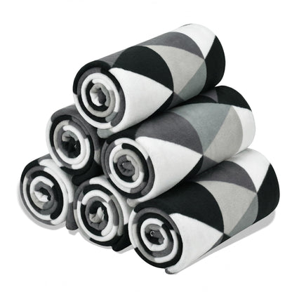 CAI TENG Fleece Throw Blankets Lightweight Warm for Soft Cozy Pet-Friendly Bulk Fleece Blanket Solid for Home, Bed, Sofa, Dorm, Office, Gifts, Outdoor (Black, Pack of 6-50 x 60 inch)