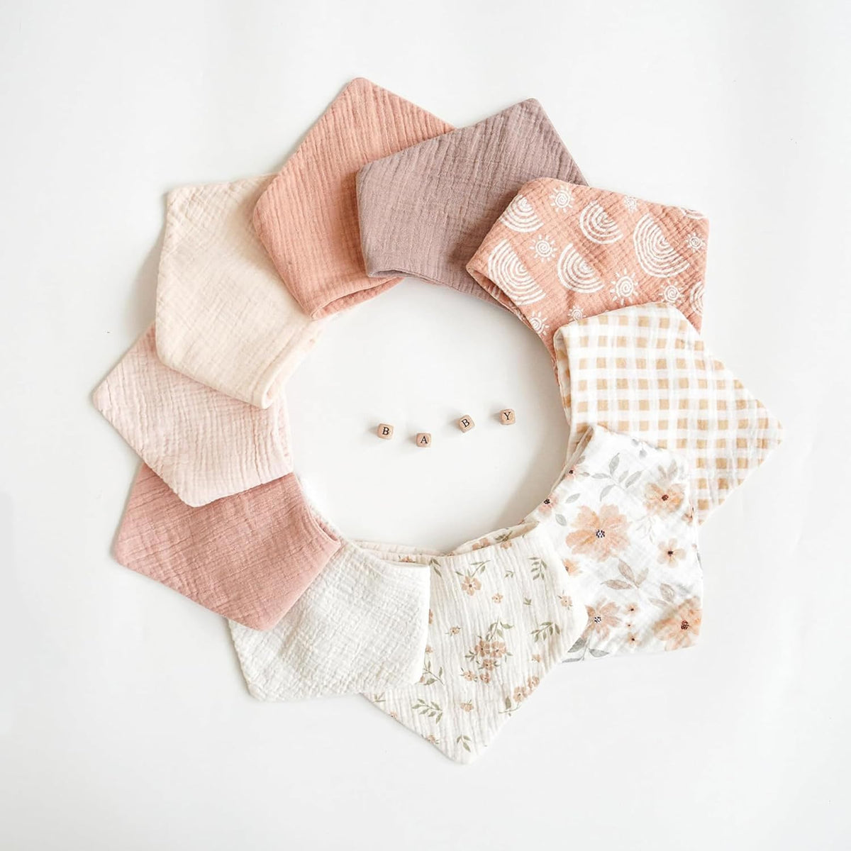 Konssy 10 Pack Baby Muslin Bandana Bibs for Drooling and Teething