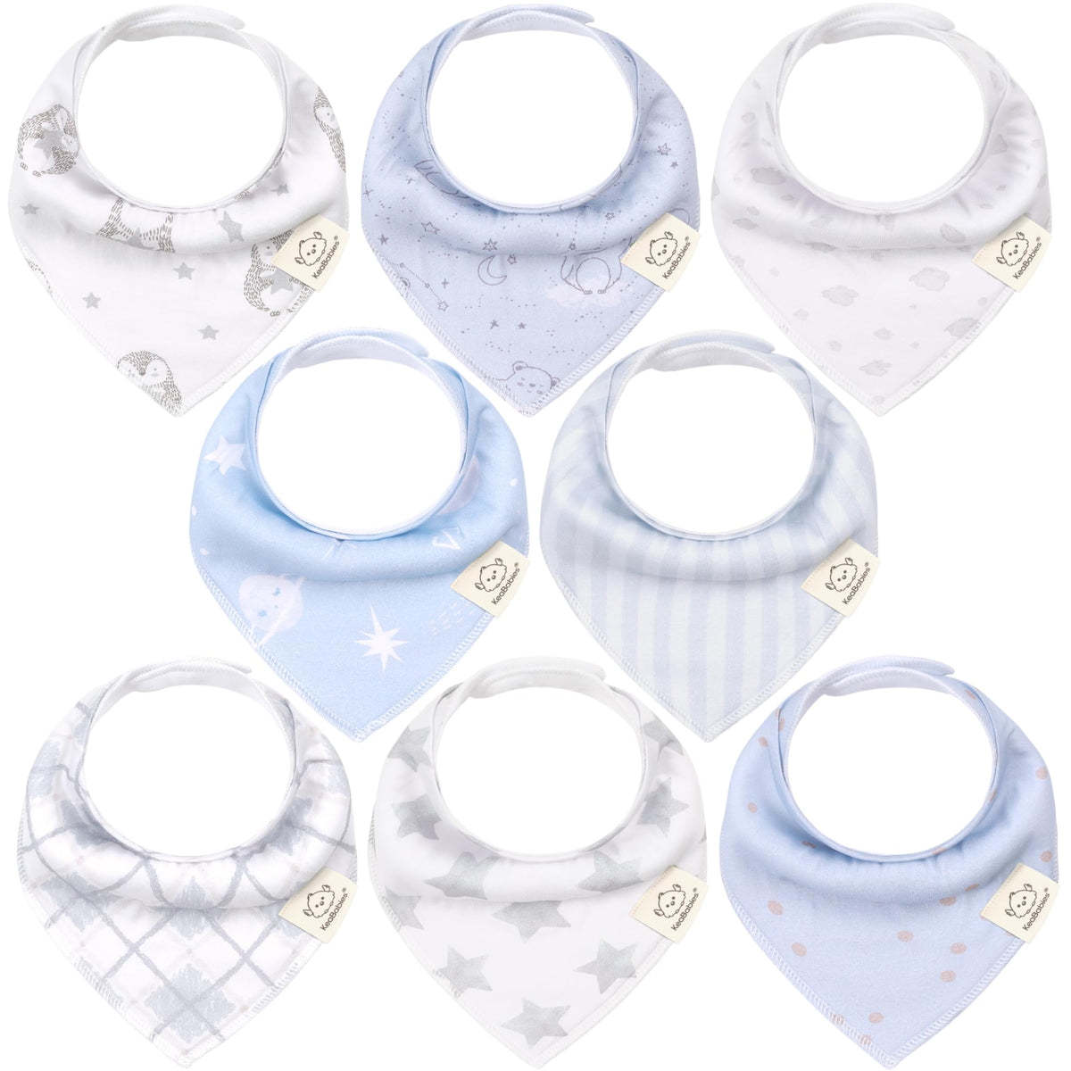 KeaBabies 8pk Organic Baby Bandana Bibs for Drooling Teething, Pets & Paws