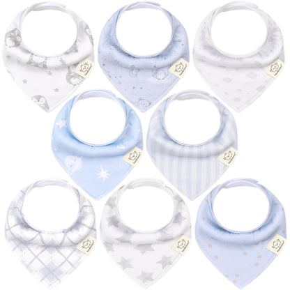 KeaBabies 8pk Organic Baby Bandana Bibs for Drooling Teething, Pets & Paws