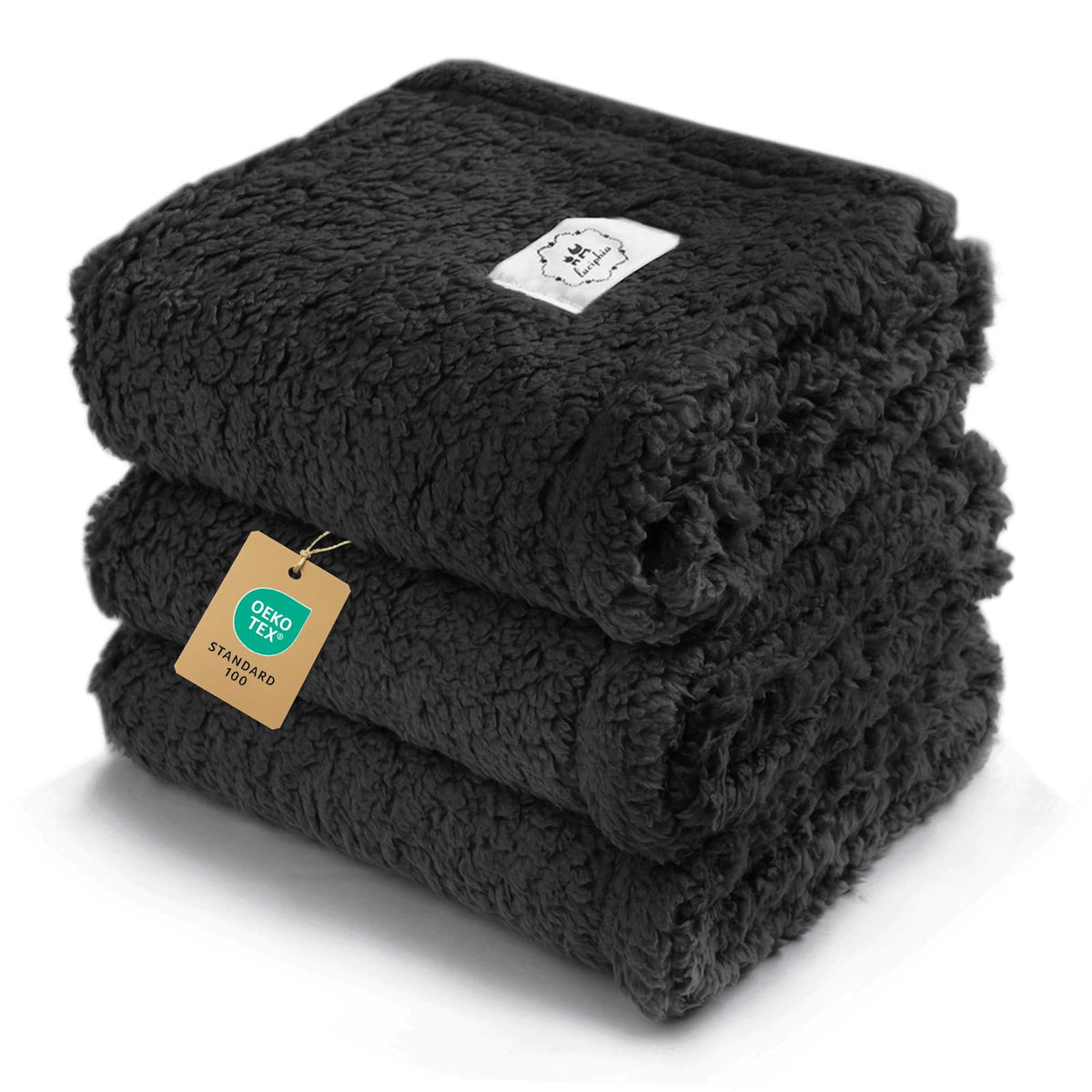 1 Pack 3 Calming Blankets Fluffy Premium Fleece Pet Blanket Soft Sherpa Throw for Dog Puppy Cat Beige Large (41" x31'')