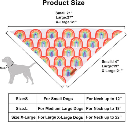 ADOGGYGO Rainbow Dog Bandana, 2 Pack Pride Bandana for Dogs, X-Large