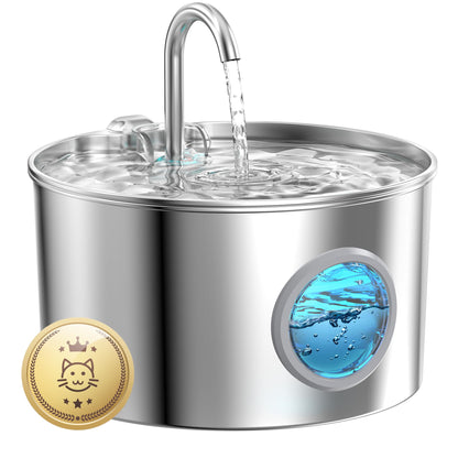 Cat Water Fountain Stainless Steel: 74oz/2.2L Cat Fountain for Drinking