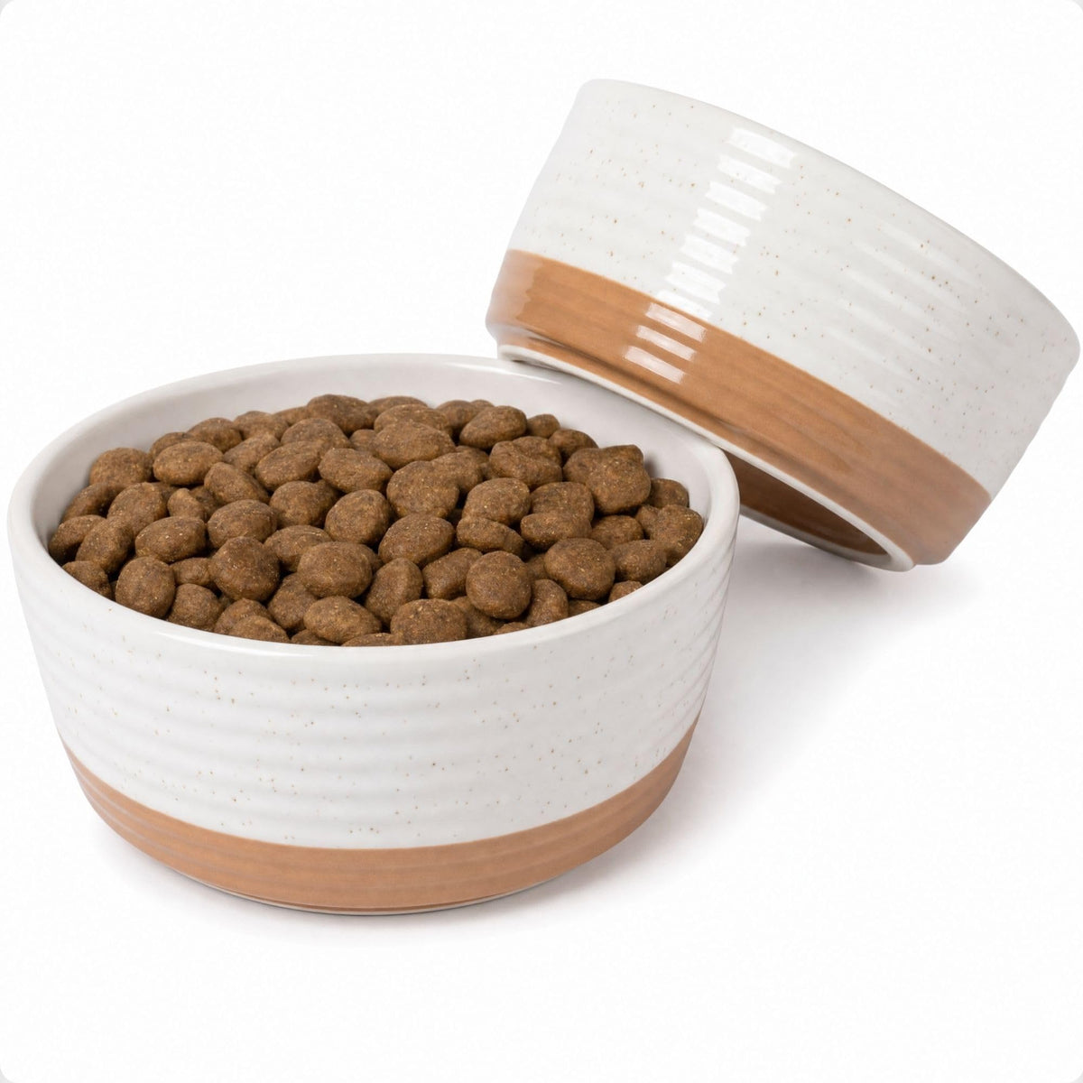 Ceramic Dog Bowl Set of 2 with Anti-Skid Base, 5.5"W x 2"H, 2 Cup Capacity