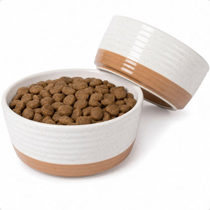 Ceramic Dog Bowl Set of 2 with Anti-Skid Base, 5.5"W x 2"H, 2 Cup Capacity