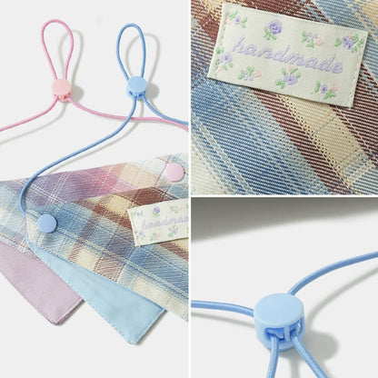 3-Pack Plaid Pet Bandana Bib for Cats and Small Dogs, Adjustable Neck