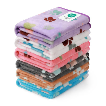 1 Pack 6 Blankets Dog Cat Soft Fluffy Fleece Pet Blanket Warm Cute Print Design Puppy Kitten Blanket Doggy Dot Small(23"x16")