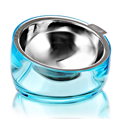 Felli Oblik Elevated Cat Bowl Removable Stainless Steel Wide Dish for Dry Wet Food Feeding & Dishwasher Clean, Slanted Whisker Fatigue Friendly Metal Plate (Classic, 0.5 Cups Shallow Dish)