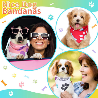 Huhumy 100 Pcs Paw Dog Bandanas Bulk Pet Paw Grooming Bandanas for Dogs