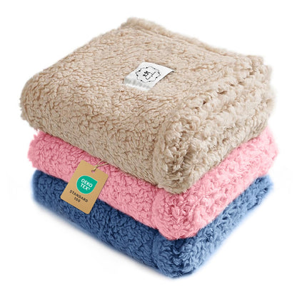 1 Pack 3 Calming Blankets Fluffy Premium Fleece Pet Blanket Soft Sherpa Throw for Dog Puppy Cat Beige Large (41" x31'')