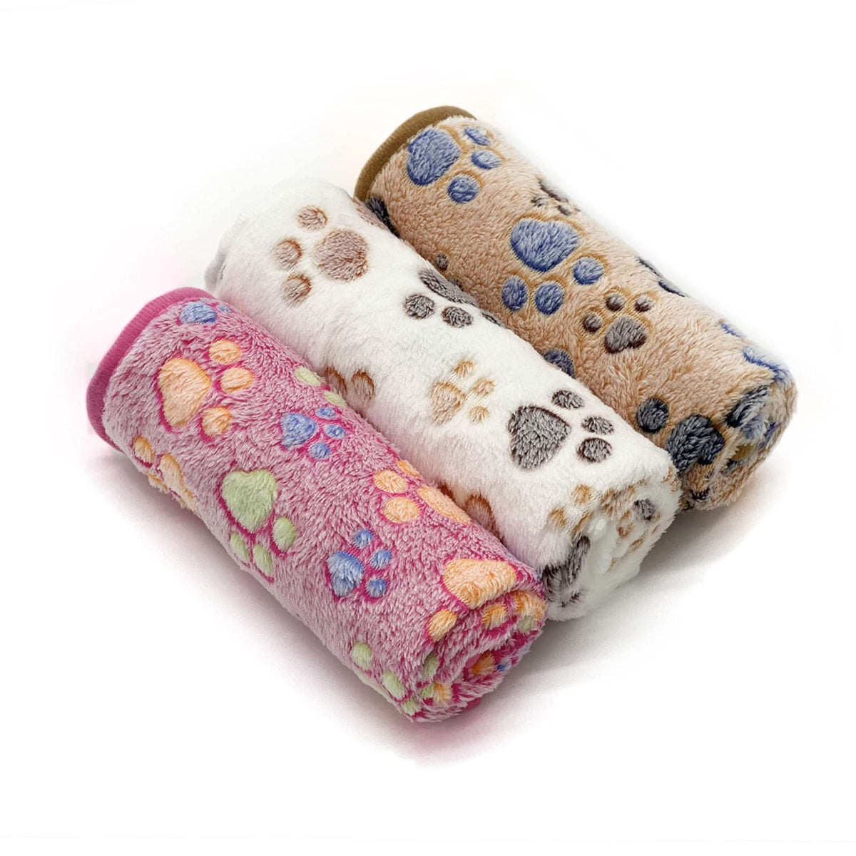 1 Pack 3 Puppy Blankets Super Soft Warm Sleep Mat Grey Cute Print Fluffy Fleece Pet Flannel Throw Dog Blankets for Small Dogs Cats,Star&Bone&Love-Medium(29"x20")