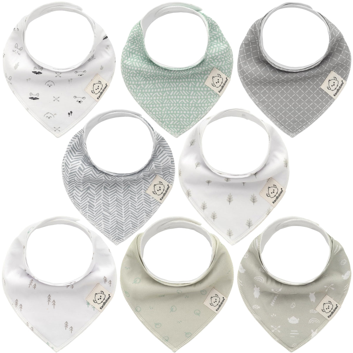 KeaBabies 8pk Organic Baby Bandana Bibs for Drooling Teething, Pets & Paws