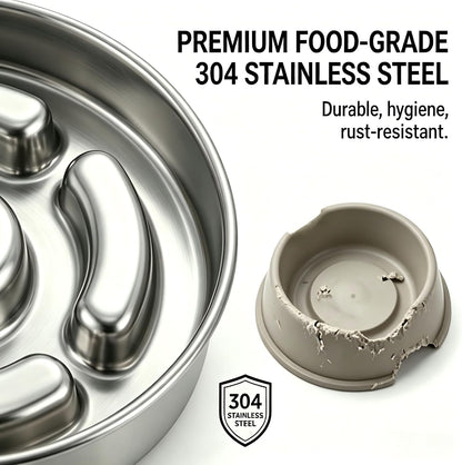 AIPERRO Slow Feeder Dog Bowl Stainless Steel, Metal Non-Slip Dog Food Bowls