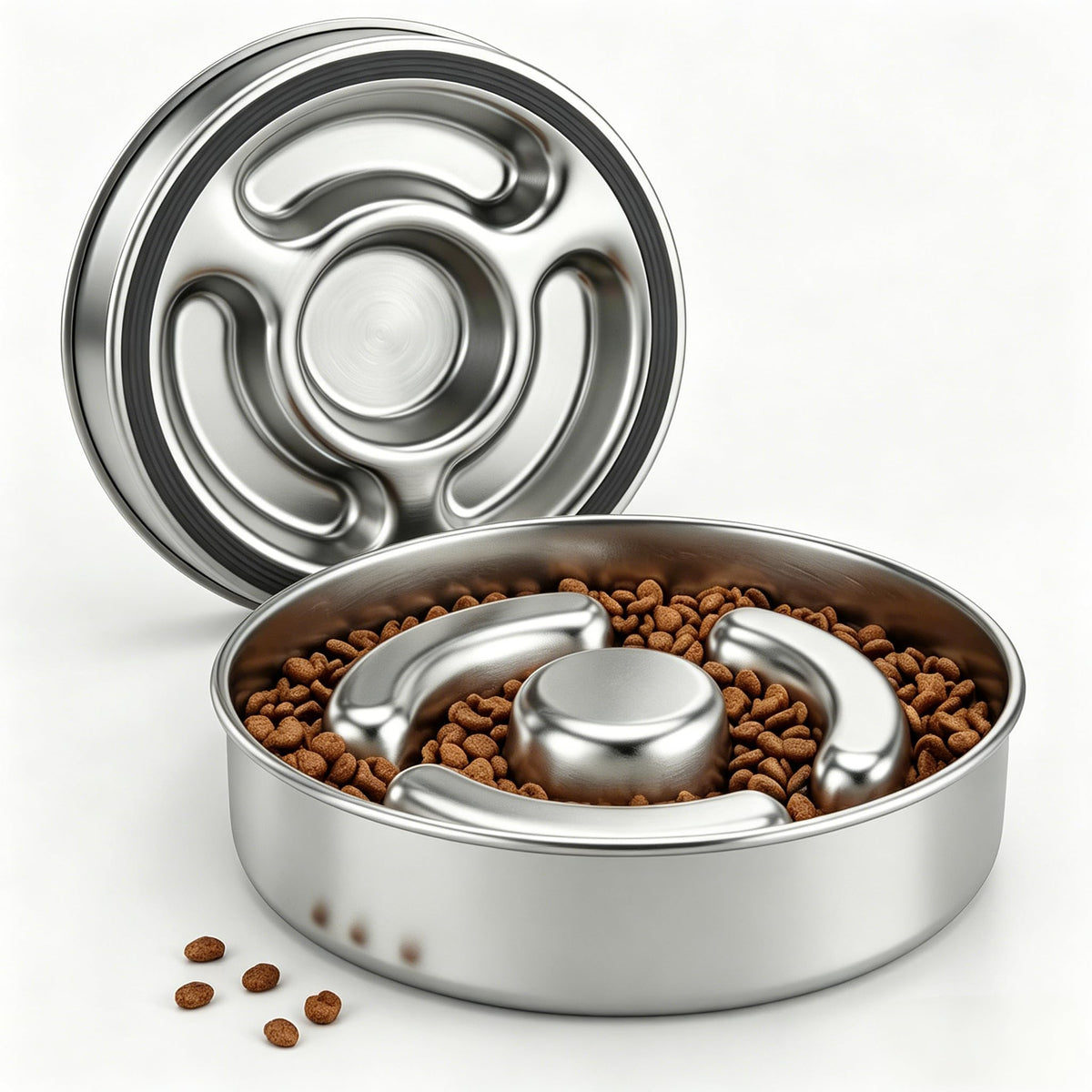 AIPERRO Slow Feeder Dog Bowl Stainless Steel, Metal Non-Slip Dog Food Bowls