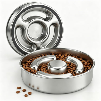 AIPERRO Slow Feeder Dog Bowl Stainless Steel, Metal Non-Slip Dog Food Bowls