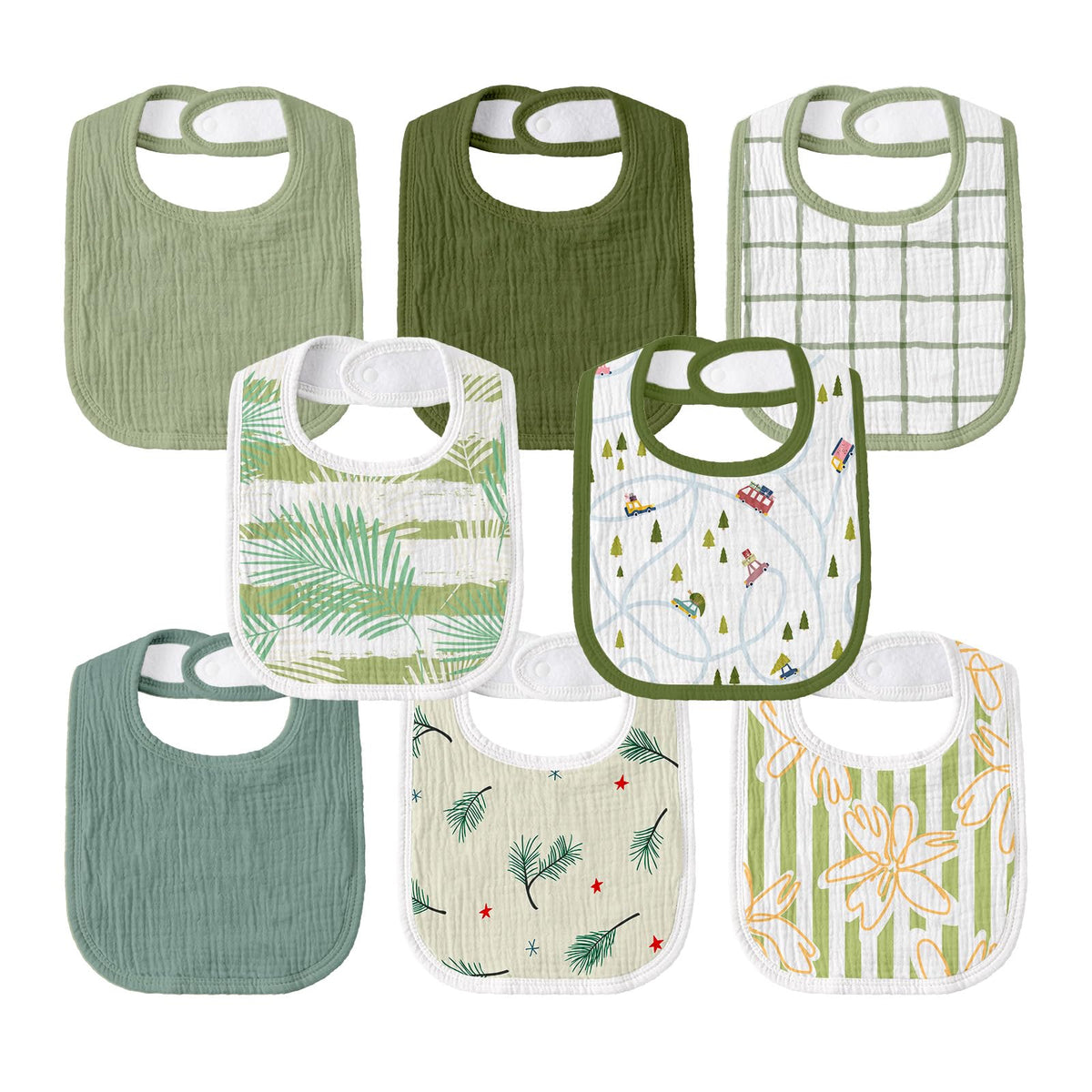 Muslin Bibs for Baby Girl, Adjustable Fit for Drooling and Teething Toddler