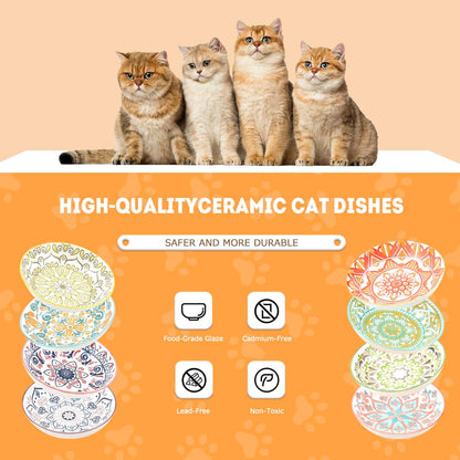 Cat Food Bowl, 8 Pack Ceramic Cat Dishes for Food & Water, Kitten Bowls Set