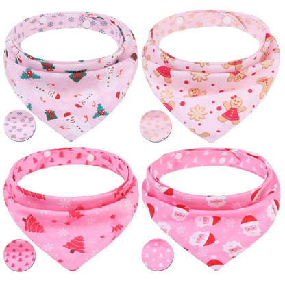 PAWCHIE Dog Bandanas Small Reversible Styles Pet Triangle Scarf Bibs - Adjustable with Two Snaps - Kerchief Set Accessories for Dogs, Puppy, Cats Red
