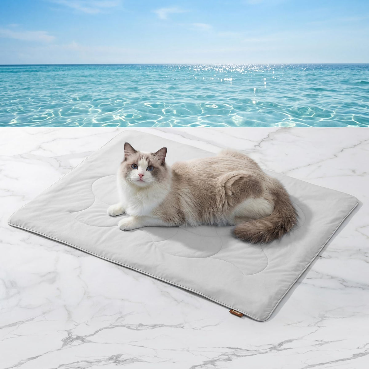 ZOMISIA Premium Cooling Blanket for Large Dogs - Q-MAX>0.5 Breathable Washable Dog Cooling Mat, Travel Soft Pet Summer Essentials, Blue, 40"x50"