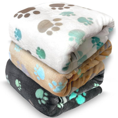 Dog Blankets for Medium Large Dogs, Cute Paw Pattern Washable 41" x 31"
