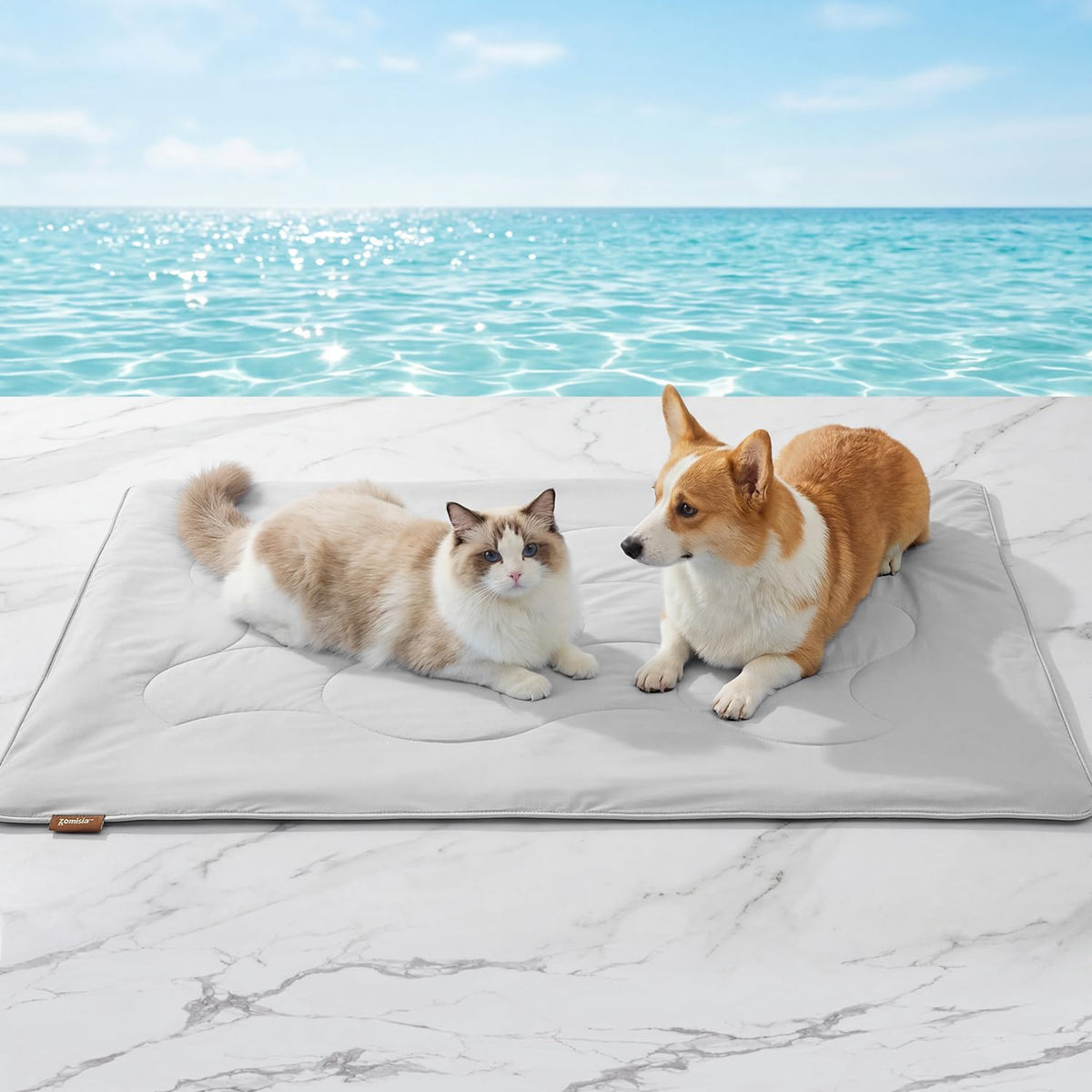 ZOMISIA Premium Cooling Blanket for Large Dogs - Q-MAX>0.5 Breathable Washable Dog Cooling Mat, Travel Soft Pet Summer Essentials, Blue, 40"x50"