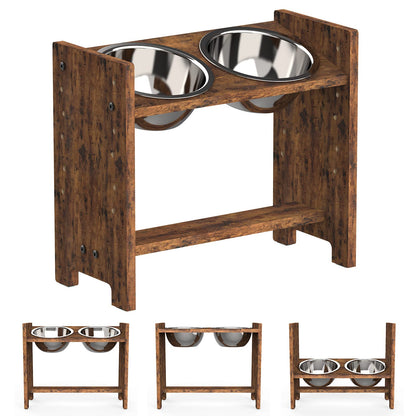 Vantic Elevated Dog Bowls, Raised Dog Bowl Stand Adjustable Small, Natural