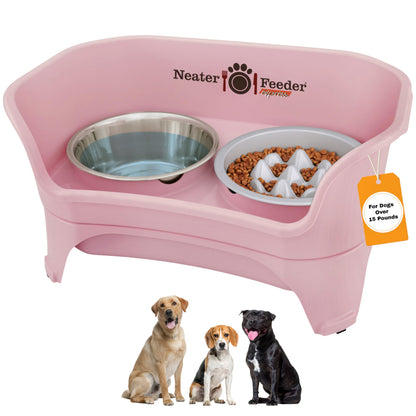 Neater Feeder Express Mess Proof Dog Bowls Elevated for Small Breeds under 15 Lb, Made in USA, No Spill Raised Dog Food Bowl Stand, Stainless Steel Food and Water Bowl Set, Feeding Station, Cappuccino