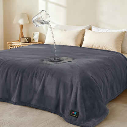 Luciphia Waterproof Pet Blanket, Liquid Pee Proof Dog Blanket for Sofa Bed Couch, Reversible Sherpa Fleece Furniture Protector Cover for Small Medium Large Dogs Cats, Dark Gray Medium（57" x 40"）