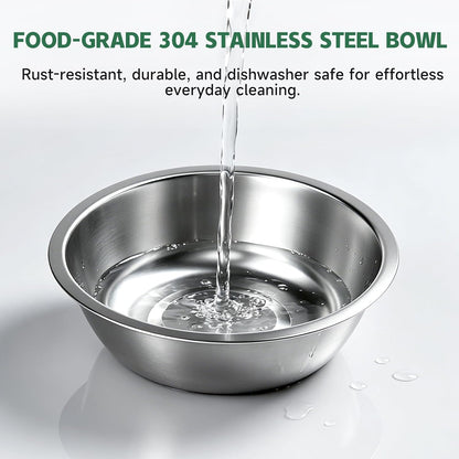 Elevated Tilted Cat Food Bowls with Mat, 304 Stainless Steel 2 Water Bowls