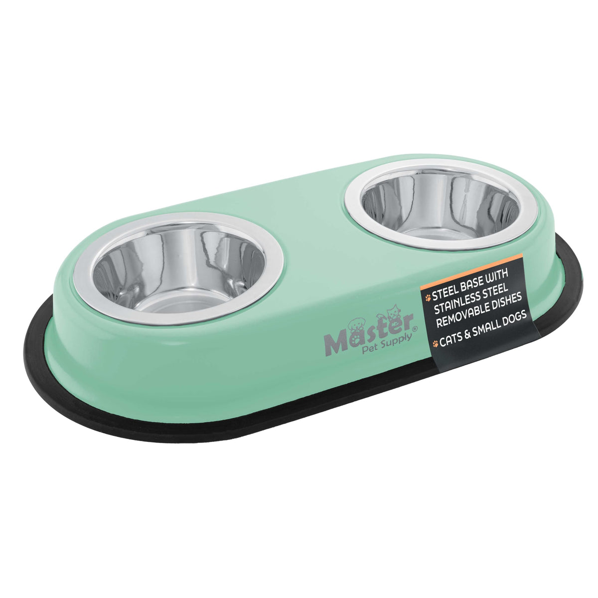Master Pet Supply Double Dog Bowls Set with Elevated Base Black Velvet