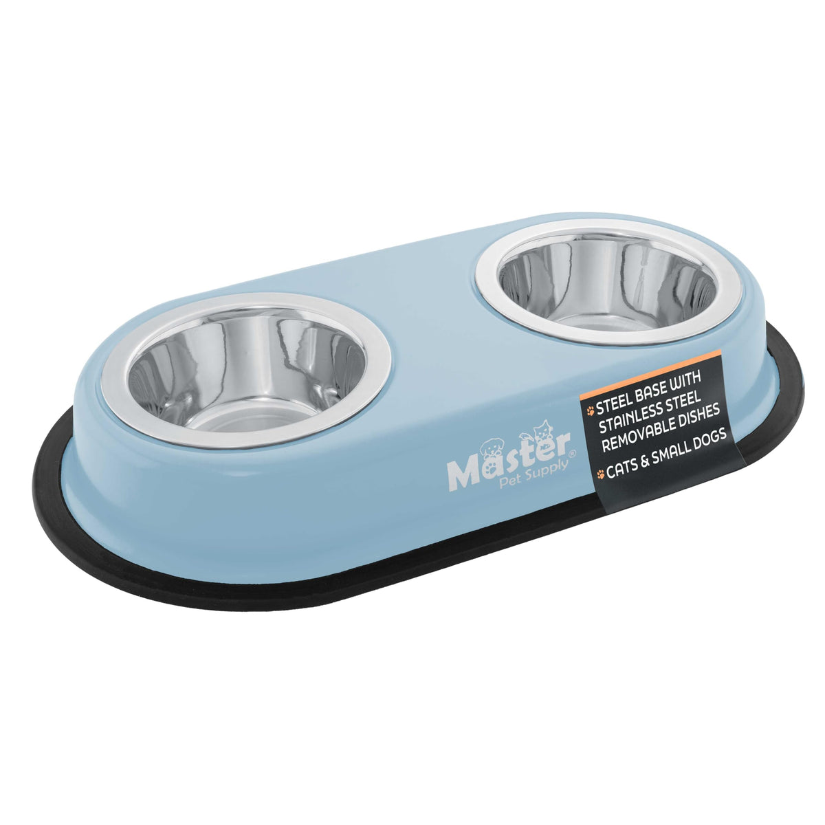 Master Pet Supply Double Dog Bowls Set with Elevated Base Black Velvet