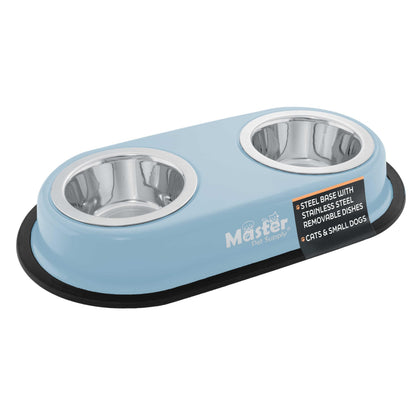 Master Pet Supply Double Dog Bowls Set with Elevated Base Black Velvet