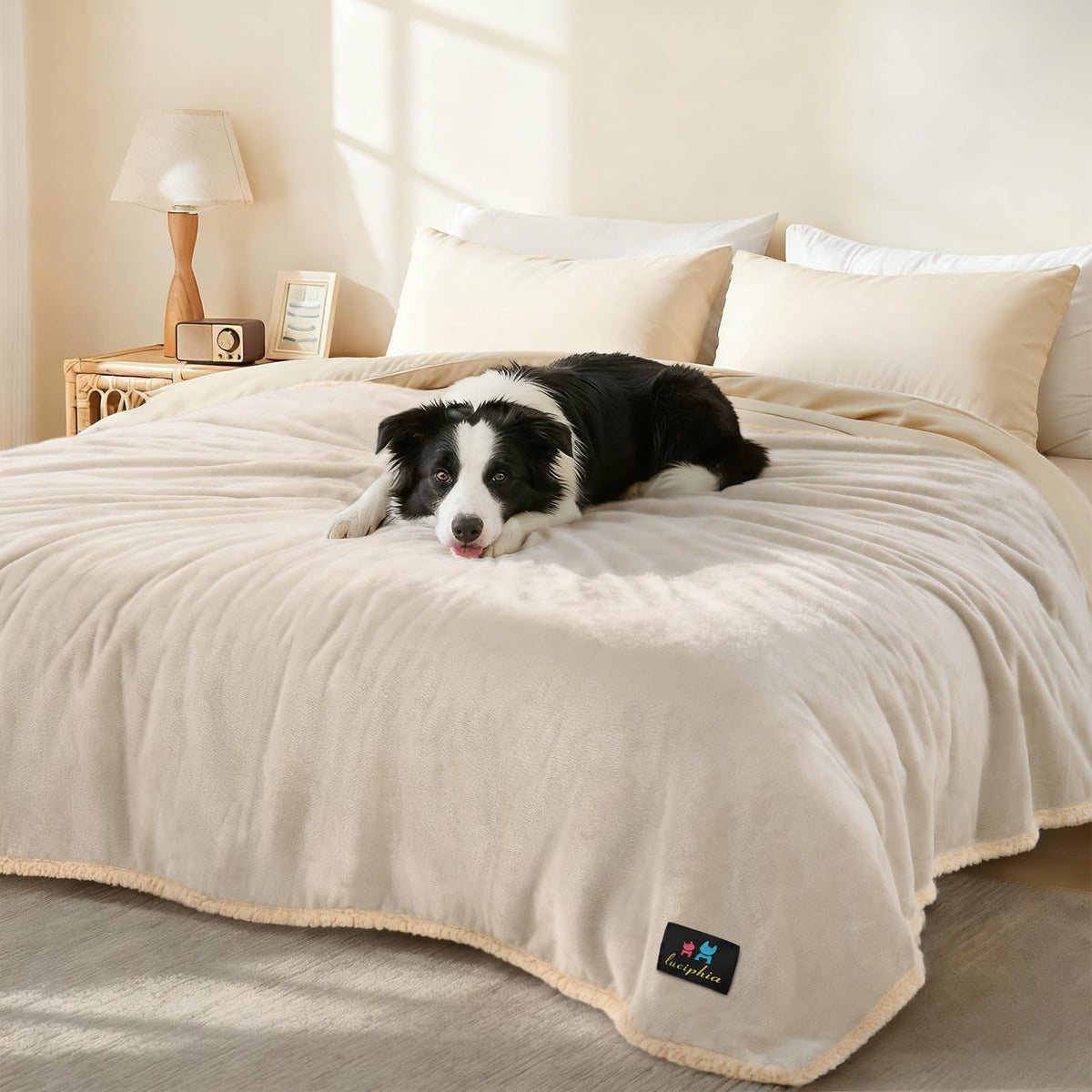 Luciphia Waterproof Pet Blanket, Liquid Pee Proof Dog Blanket for Sofa Bed Couch, Reversible Sherpa Fleece Furniture Protector Cover for Small Medium Large Dogs Cats, Dark Gray Medium（57" x 40"）