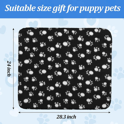 12 Pcs Puppy Blanket Warm Felt Throw Sleep Mat, 28.3 x 24 Inch Soft Fluffy Fleece Pet Blankets with Paw Print for Dogs Cats Small Animals