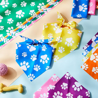 Sanwuta 60 Pcs Paw Print Dog Bandanas Bulk, National Dog Day Party