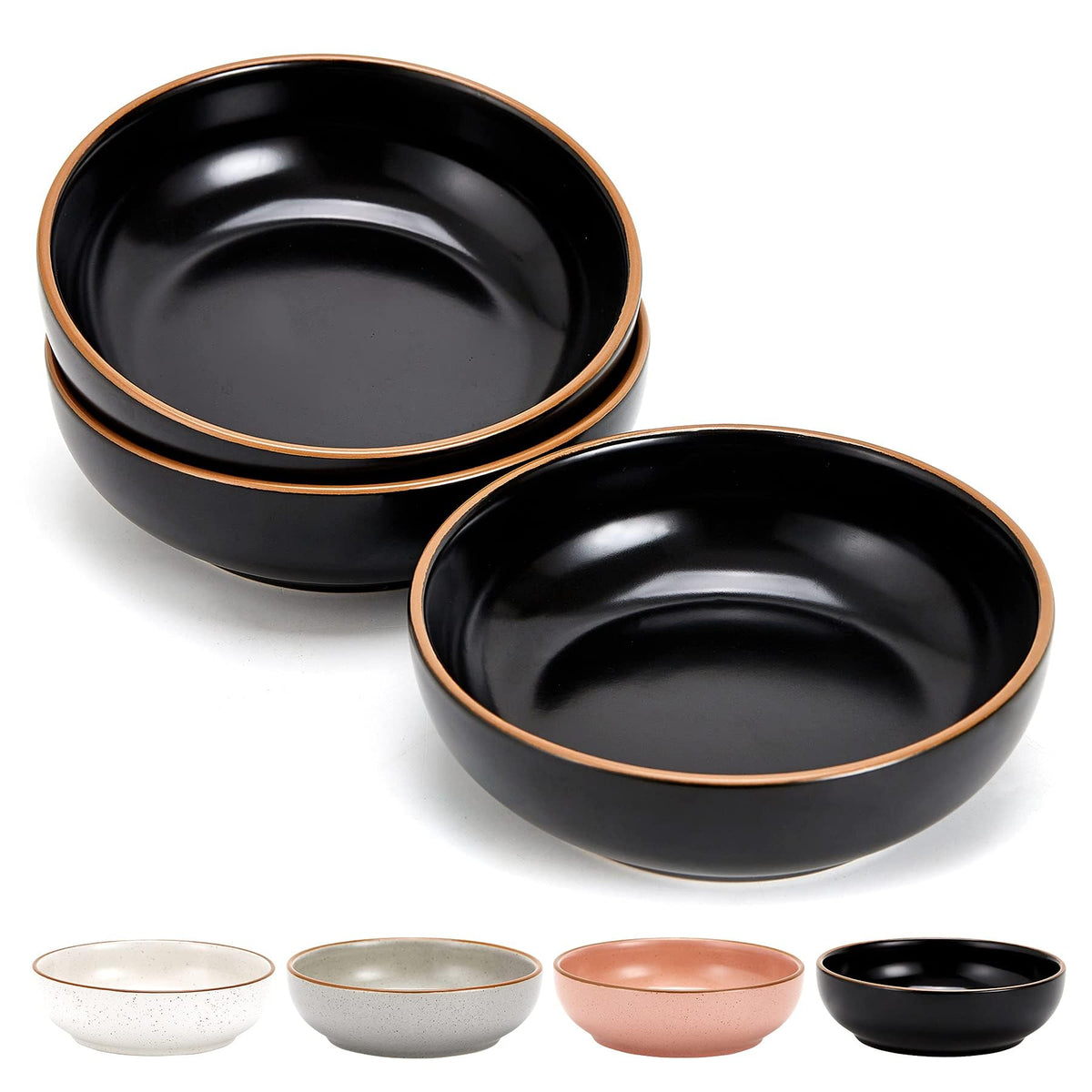 Ceramic Cat Bowls, Howise Pet Bowl Cat Dishes for Food and Water, 5.3 in Cat Food Dish 3 Pack Cat Food Bowls Set Small Dog Dish, Matte White Finish