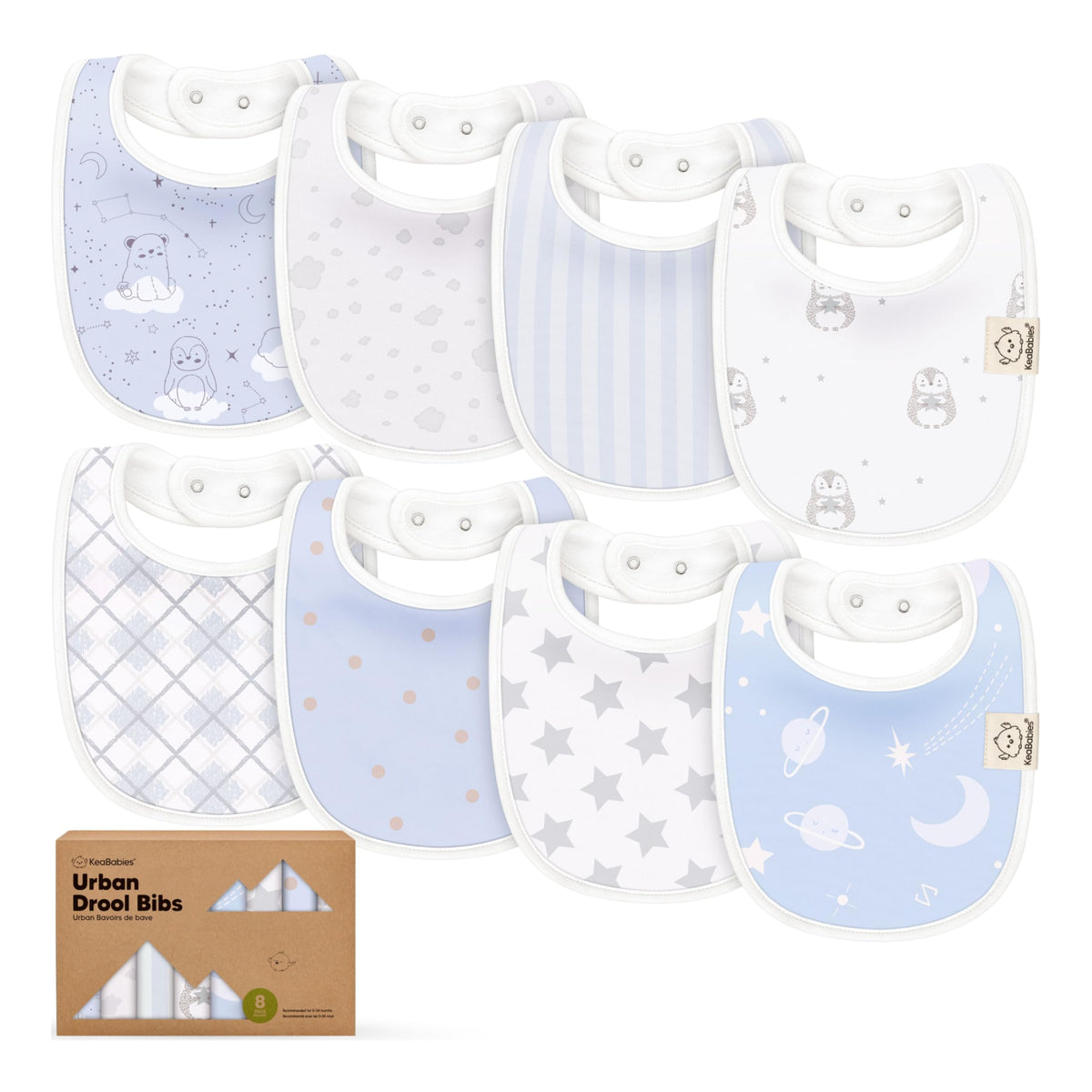 KeaBabies 8-Pack Organic Baby Bibs for Drooling and Teething (Pets & Paws)